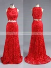Trumpet/Mermaid Scoop Neck Lace Sweep Train Appliques Lace Prom Dresses #Favs020102334
