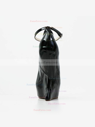 Women's Black Patent Leather Peep Toe with Buckle #Favs03030589