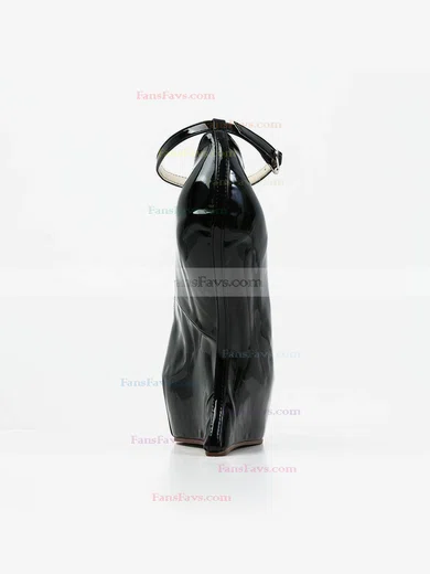 Women's Black Patent Leather Peep Toe with Buckle #Favs03030589