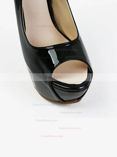 Women's Black Patent Leather Peep Toe with Buckle #Favs03030589