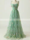 A-line Sweetheart Tulle Floor-length Prom Dresses With Ruffles #Favs020114622