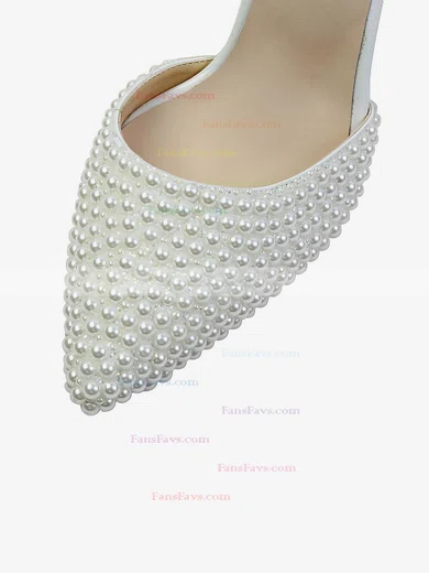 Women's White Patent Leather Pumps with Imitation Pearl #Favs03030590