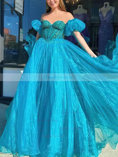 Princess Sweetheart Organza Floor-length Prom Dresses With Beading #Favs020114629