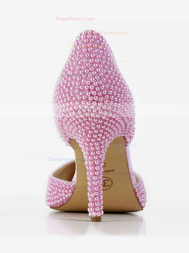 Women's Pink Patent Leather Pumps with Imitation Pearl #Favs03030591