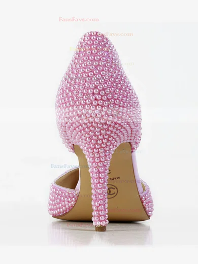 Women's Pink Patent Leather Pumps with Imitation Pearl #Favs03030591
