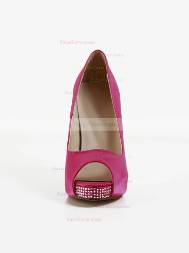 Women's Fuchsia Silk Pumps with Crystal/Crystal Heel #Favs03030595