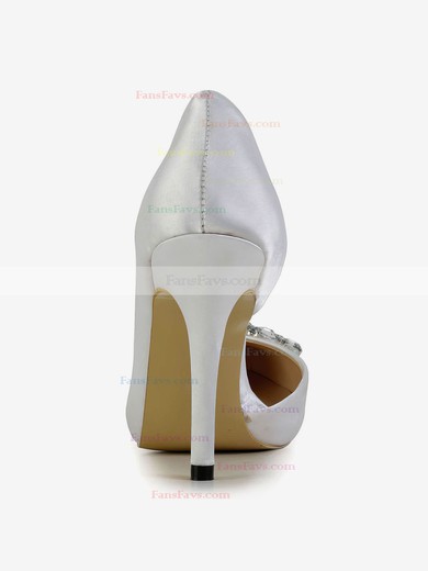 Women's White Silk Pumps with Crystal #Favs03030600