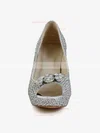 Women's Silver Real Leather Pumps with Crystal/Crystal Heel #Favs03030601
