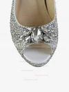 Women's Silver Real Leather Pumps with Crystal/Crystal Heel #Favs03030601