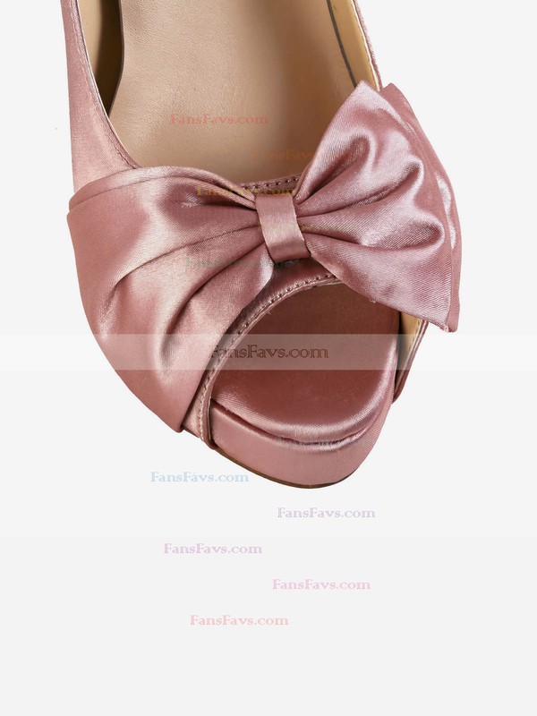 Women's Pink Silk Pumps with Bowknot