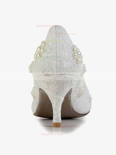 Women's White Lace Pumps with Pearl #Favs03030603