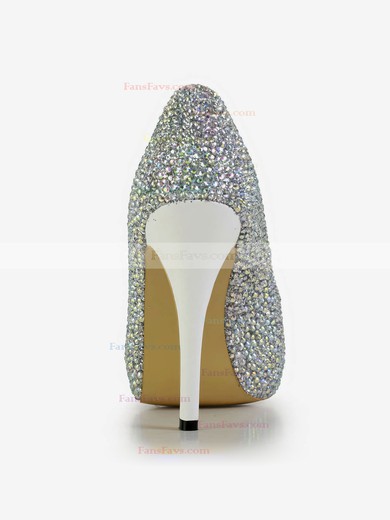 Women's Silver Real Leather Pumps with Crystal #Favs03030604