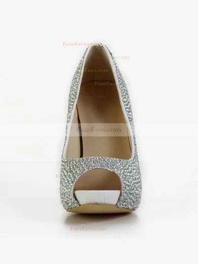 Women's Silver Real Leather Pumps with Crystal #Favs03030604