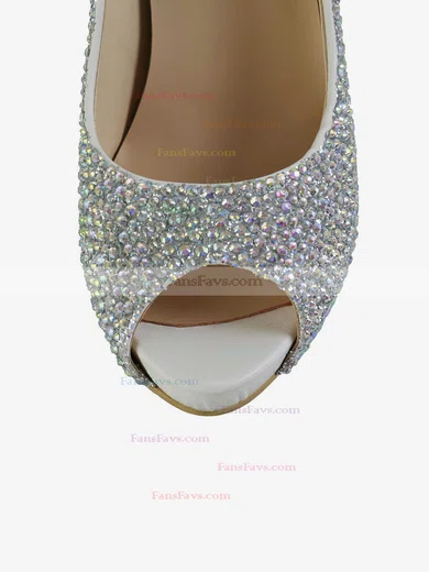 Women's Silver Real Leather Pumps with Crystal #Favs03030604