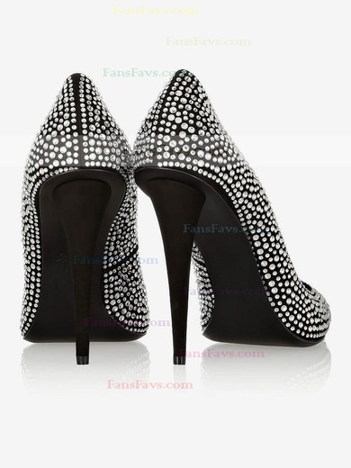 Women's Black Suede Pumps with Crystal #Favs03030609
