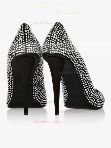 Women's Black Suede Pumps with Crystal #Favs03030609