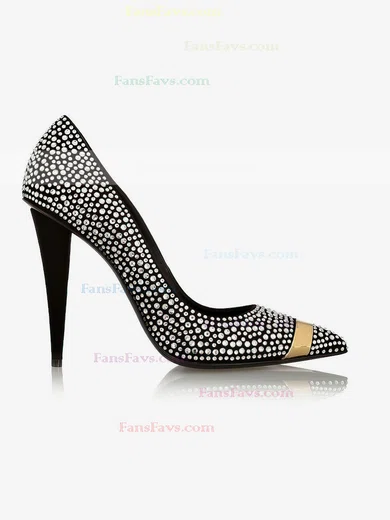 Women's Black Suede Pumps with Crystal #Favs03030609