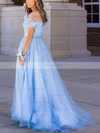 Princess Off-the-shoulder Tulle Sweep Train Prom Dresses With Feathers / Fur #Favs020114770