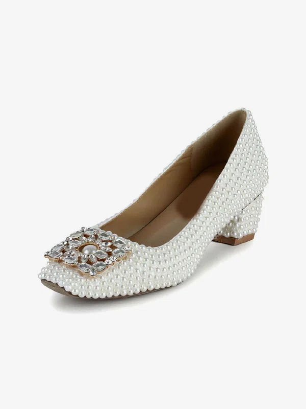 Women's White Patent Leather Pumps with Crystal/Pearl #Favs03030617