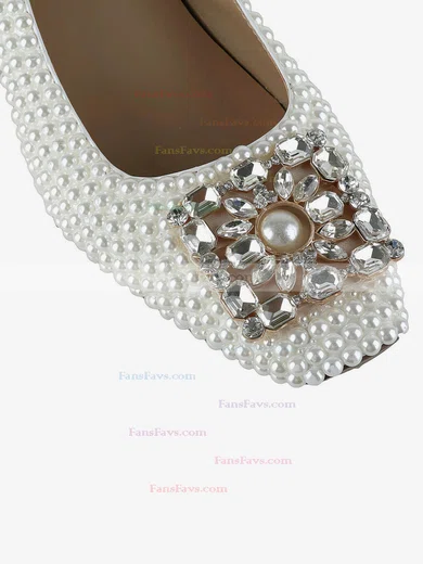 Women's White Patent Leather Pumps with Crystal/Pearl #Favs03030617