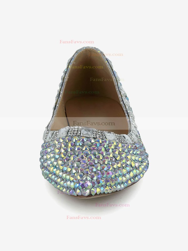 Women's Multi-color Patent Leather Flats with Crystal