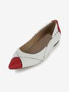 Women's White Patent Leather Flats with Imitation Pearl #Favs03030620