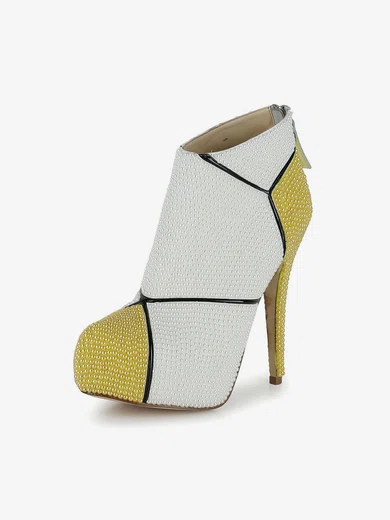 Women's White Patent Leather Pumps with Imitation Pearl/Zipper #Favs03030622