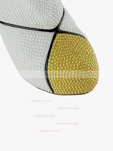 Women's White Patent Leather Pumps with Imitation Pearl/Zipper #Favs03030622