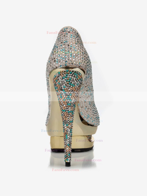 Women's Multi-color Suede Pumps with Crystal/Crystal Heel