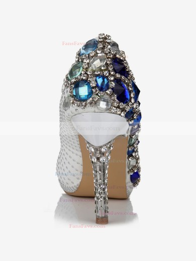 Women's White Real Leather Pumps with Crystal/Crystal Heel #Favs03030640