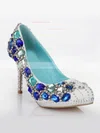 Women's White Real Leather Pumps with Crystal/Crystal Heel #Favs03030640