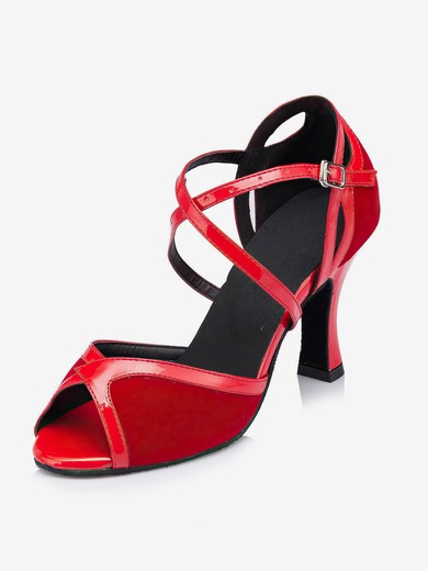 Women's Red Leatherette Kitten Heel Sandals #Favs03030651