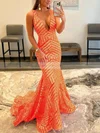 Trumpet/Mermaid V-neck Sequined Sweep Train Prom Dresses #Favs020114931