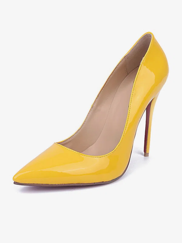 Women's Yellow Patent Leather Stiletto Heel Pumps #Favs03030668