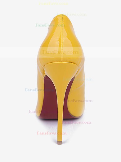 Women's Yellow Patent Leather Stiletto Heel Pumps #Favs03030668