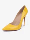 Women's Yellow Patent Leather Stiletto Heel Pumps #Favs03030668