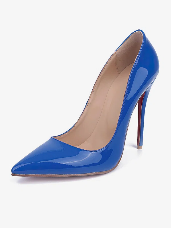 Women's Blue Patent Leather Stiletto Heel Pumps #Favs03030670