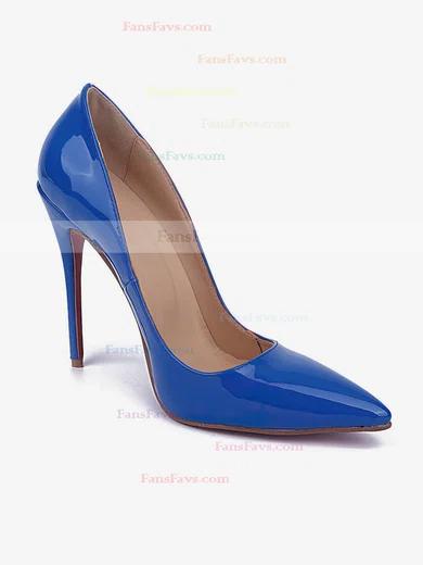 Women's Blue Patent Leather Stiletto Heel Pumps #Favs03030670