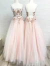 Princess Square Neckline Tulle Floor-length Prom Dresses With Appliques Lace #Favs020114977
