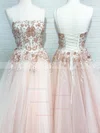 Princess Square Neckline Tulle Floor-length Prom Dresses With Appliques Lace #Favs020114977