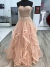 Ball Gown Sweetheart Tulle Floor-length Prom Dresses With Appliques Lace #Favs020114997