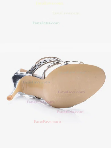 Women's Silver Real Leather Stiletto Heel Pumps #Favs03030683