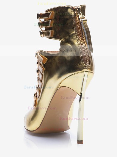 Women's Gold Patent Leather Stiletto Heel Pumps #Favs03030687
