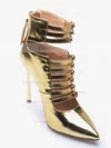 Women's Gold Patent Leather Stiletto Heel Pumps #Favs03030687