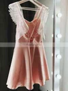 A-line V-neck Chiffon Short/Mini Homecoming Dresses With Lace #Favs020110368