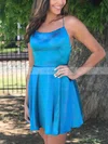 A-line Scoop Neck Silk-like Satin Short/Mini Homecoming Dresses With Split Front #Favs020110372