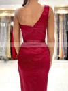 Sheath/Column One Shoulder Satin Tea-length Homecoming Dresses With Split Front #Favs020110432