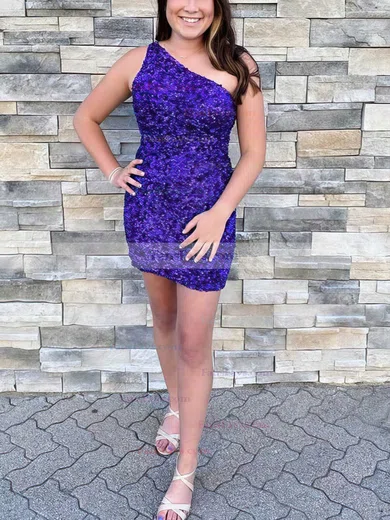 Sheath/Column One Shoulder Sequined Short/Mini Homecoming Dresses #Favs020110396
