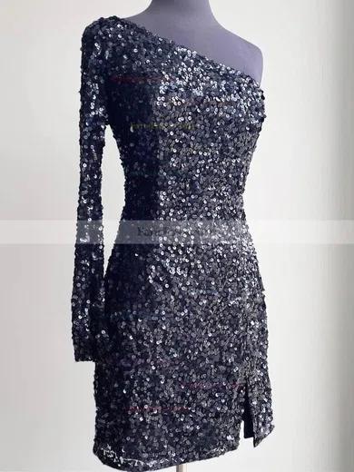 Sheath/Column One Shoulder Sequined Short/Mini Homecoming Dresses With Split Front #Favs020110397