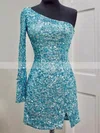 Sheath/Column One Shoulder Sequined Short/Mini Homecoming Dresses With Split Front #Favs020110397